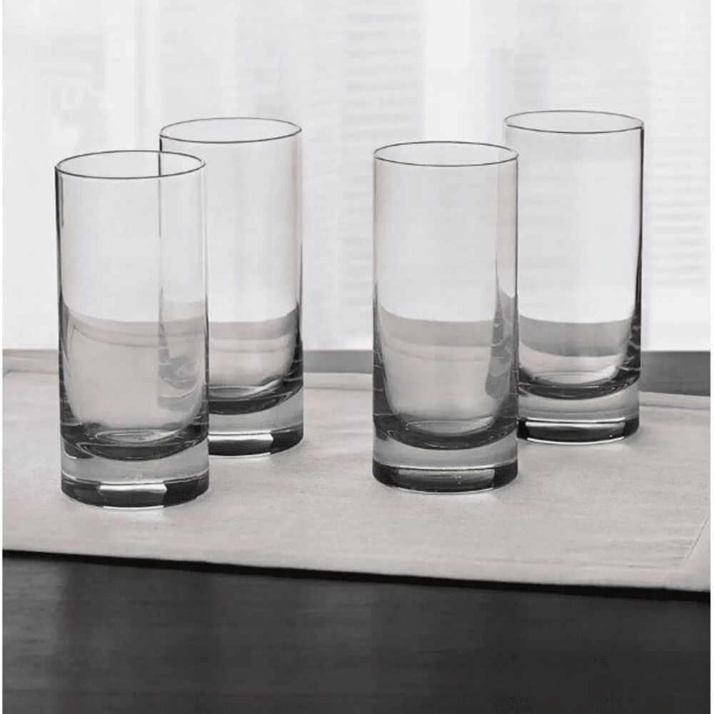Hotel Collection Highball Glasses with Gray Accent, Set of 4